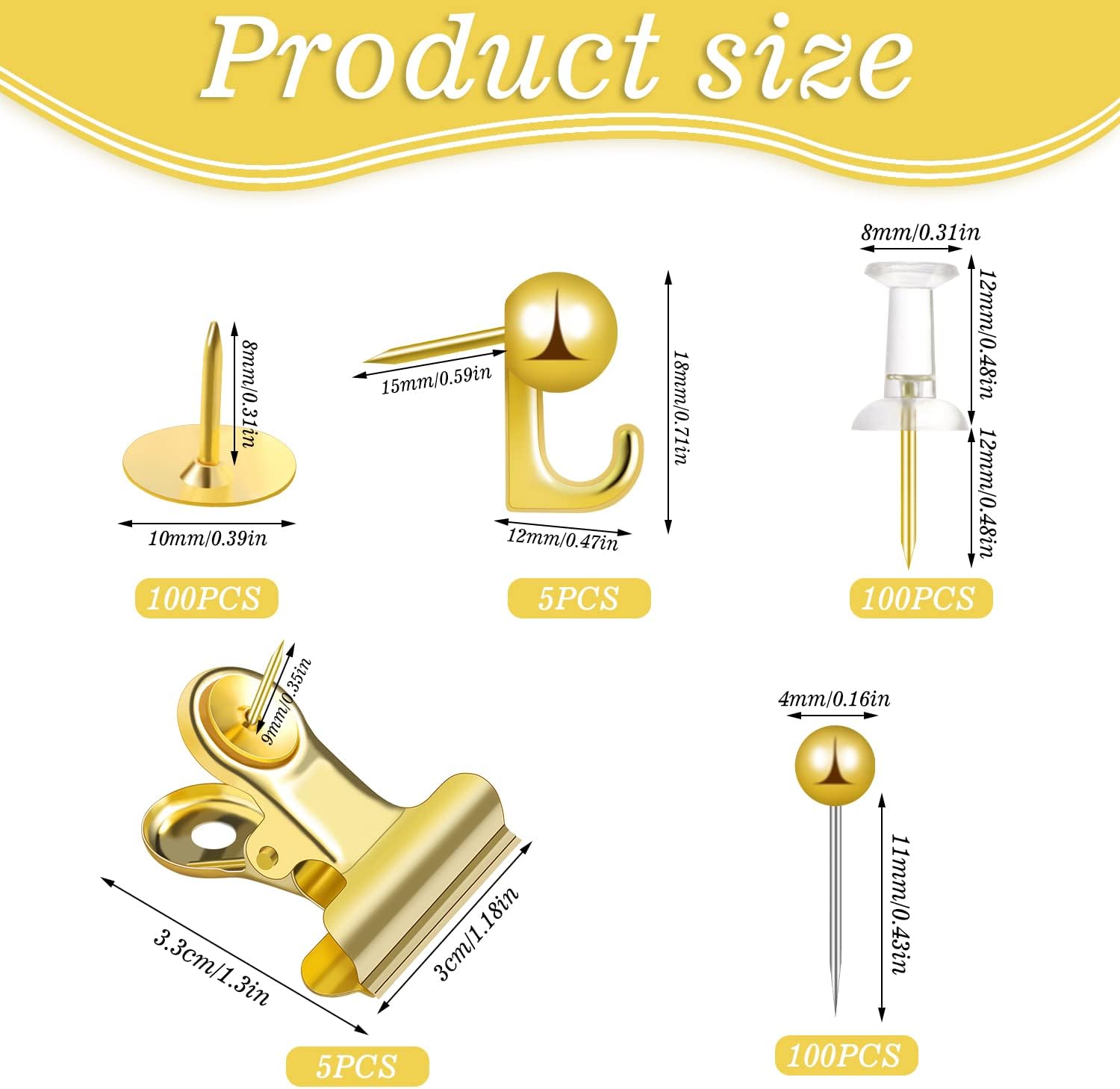 Push Pins Decorativos Set para - Binder Clip Assorted avaliação e preço